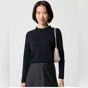 J Crew Factory - Cotton ruffleneck sweater with metallic trim